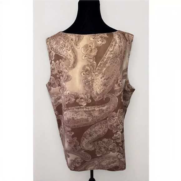 Hutton Wilkinson 1X Tank Top Shirt Paisley Brown Sleeveless Dressy Blouse Y2K - Picture 4 of 6